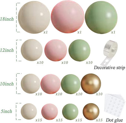 Sage Green Pink Balloons Garland Kit, Sand White Gold, Party Decor | Olive - Image 2