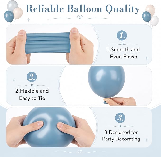 Dusty Blue White Balloons - Image 2
