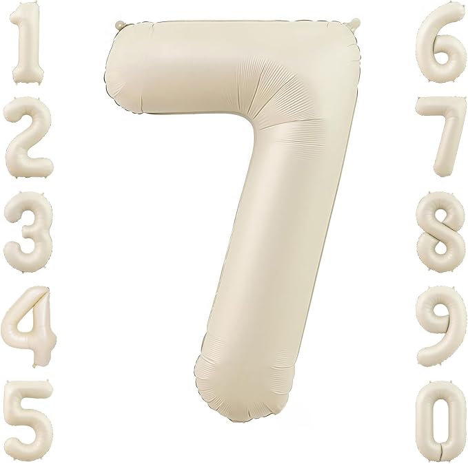 Cream Number 7 Balloon 40 Inch, Foil Numeral by Unknown