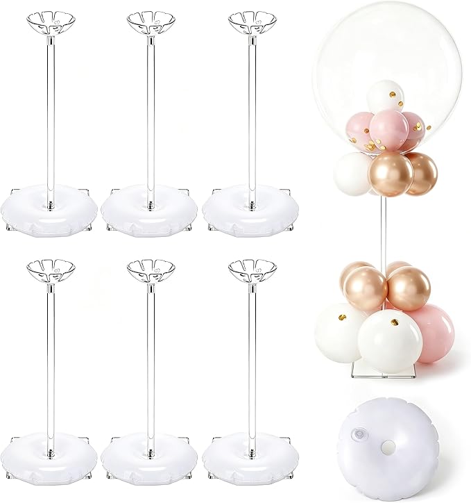 Aneco 6 Pieces Clear Acrylic Balloon Stand Set 15.7 Inches Height Balloon by Aneco