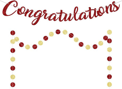 Red Congratulations Banner Sign Prestrung Congrats Banner Garland by Blopee