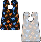 Adjustable Non-Stick Beard Apron, Hair Catcher Cape for Shaving Grooming, Waterproof with Suction Cups Men, Red and Blue Fire Shave Bib