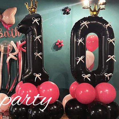 Black Number 8 Balloon with Crown, 40 inch Black Number Balloon 8th Birthday - Image 4