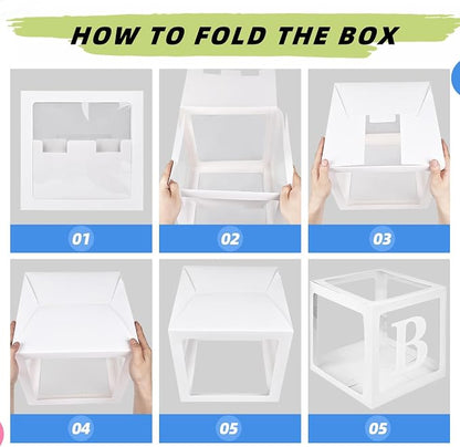 Baby Boxes with 4 Letters for Baby Shower 4pcs White Clear Balloon Box BABY - Image 3