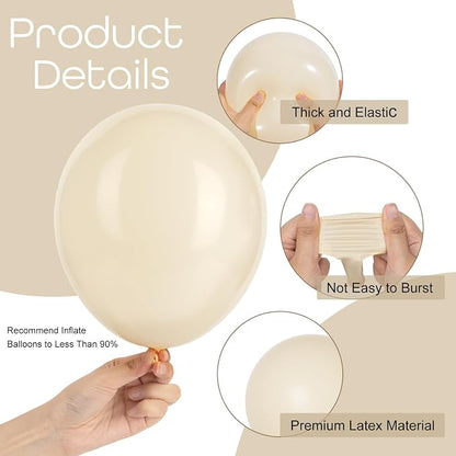Ouddy Party 129Pcs Sand White Balloons Different Sizes - Image 3