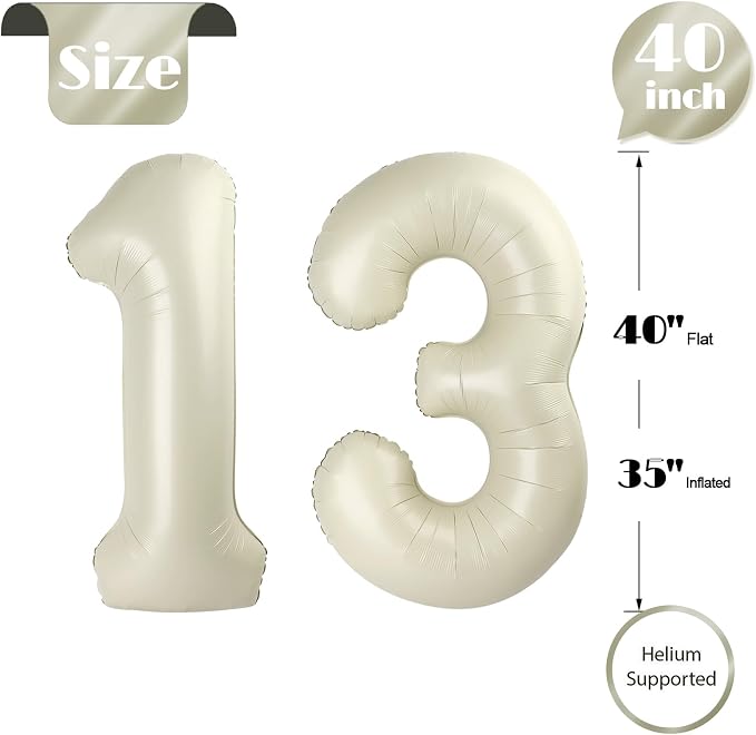 Cream Number 13 Balloon 40 Inch - Image 5