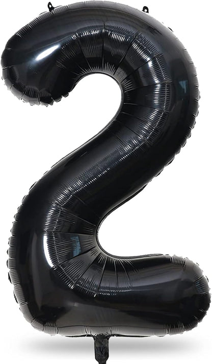 Black Foil Balloon Number 2, Large Number 2 Helium Balloon by Lingqiang