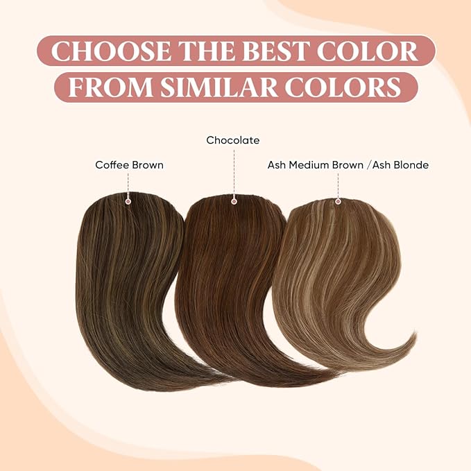 SARLA Clip in Side Bangs Extension Straight Synthetic Fake Bangs One Piece for Women Chocolate