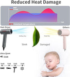 Hair Dryer, 180000 RPM High-Speed Brushless Motor, 1 Min Fast Drying & No Heat Damage, 600 Million Negative Ions with Concentrator & Diffuser, Salon-Level 7 Temp / 3 Speed, HD Digital Screen,Gunmetal