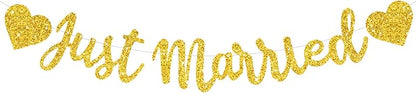 BEISHIDA Gold Just Married Banner by Beishida