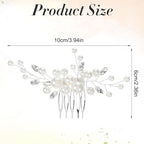 2PCS Pearl Wedding Hair Comb, Rhinestone Pearl Hair Accessories Crystal Hairs Pieces Bridal Hairs Clips for Women and Brides Bridesmaid