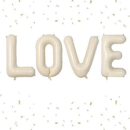 Cream LOVE Letter Balloons, 40 Inch Love Balloon Beige Helium Big Nude Balloon by Dagelar