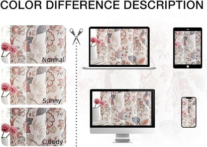 Kayne Studio Navy Red Floral Botanical Rod Pocket Light Filtering Curtains | - Image 6