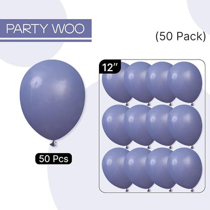 PartyWoo Dusty Blue Balloons 50pcs Navy Slate Blue Boho Neutral Color | 12 Inch - Image 8
