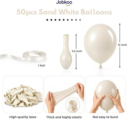 Jobkoo Sand White Balloons 12 Inch - Image 2