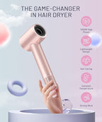 Cosy Companions Hair Dryer - 150000 RPM High-Speed Brushless Motor Negative Ionic Blow Dryer for Fast Drying, Low Noise Thermo-Control Hair Dryer with Diffuser and Nozzle, Gleaming Pink
