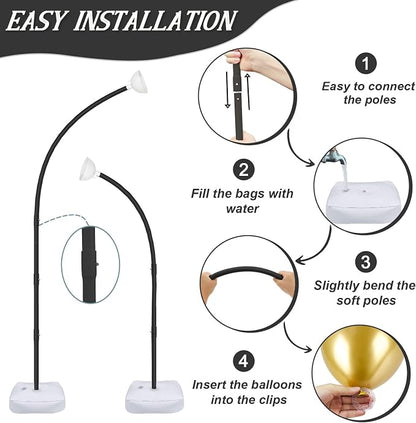 AerWo Black Balloon Arch Kit, 8.2ft & 6ft Half Balloon Arch Stand - Image 4