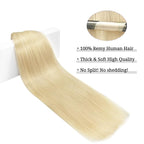 DOORES Clip in Hair Extensions Bleach Blonde 100g 7pcs 14 Inch Real Human Hair Extensions Straight Natural Remy Weft