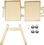 2 Tier Foldable Tray Trolley, Stainless Steel Salon Storage Metal Rolling Cart Mobile Hairdressing Tool Organizer with Wheels for Hair Salon, Studios, Spa Salons (Gold)