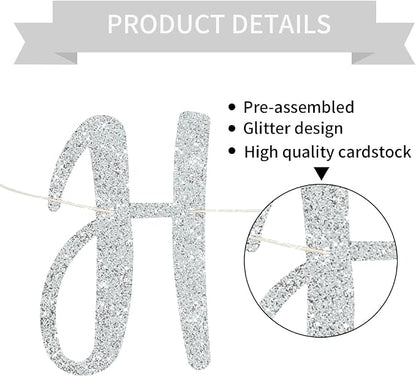 BEISHIDA Pre-Strung Glitter Silver Happy Anniversary Banner Wedding Decor | - Image 3