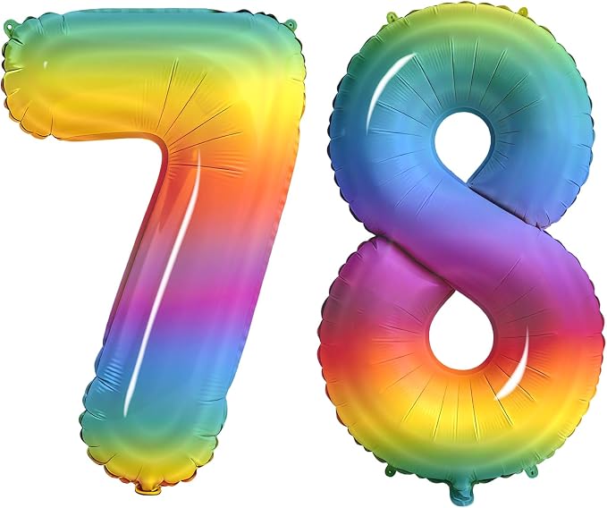 Number 78 Balloons for 78th Birthday Party Decorations, 0-100 Large No.78 by Joycard