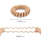 Spiral Cloth Hair Ties (Beige, 12 Pcs) - Coil Ponytail Holders for Thick, All Hair Types, No Crease Phone Cord Design