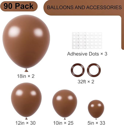 Voircoloria 90pcs Coffee Balloons Garland Arch Kit, 18 12 10 5 Inch | - Image 2