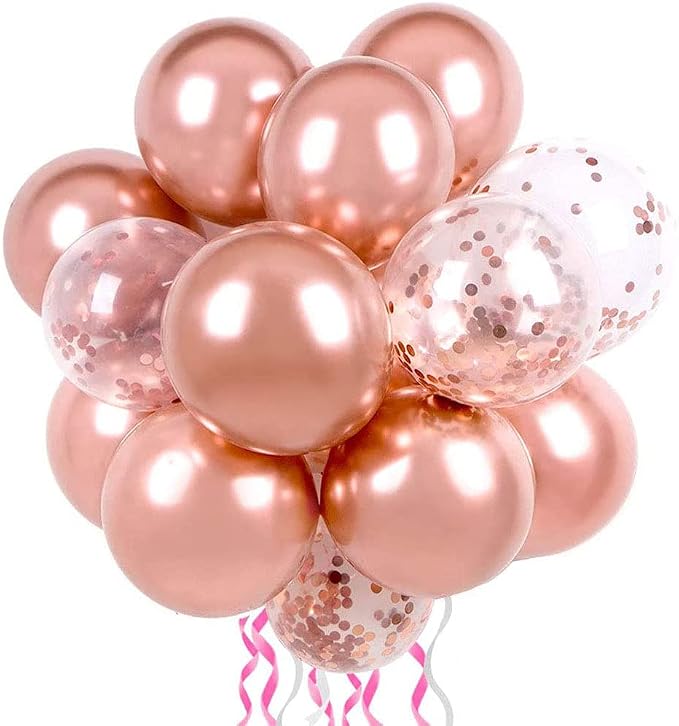 12 Inch Metallic Rose Gold Balloons, Baby Shower, Graduate Party Decorations - Image 6