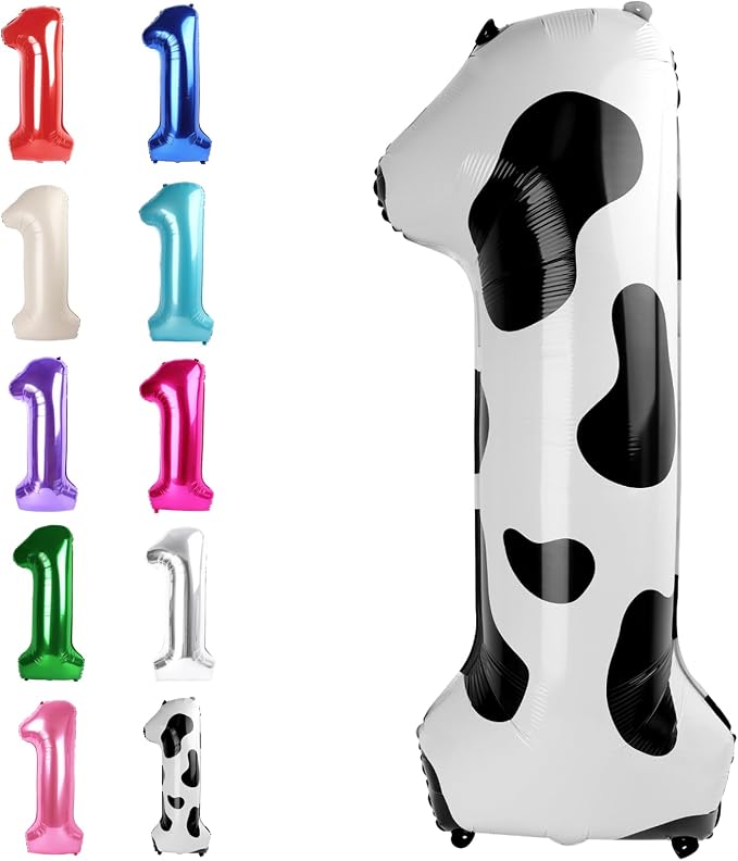 Cow Print Number 1 Balloon 40 inch, Cow Birthday Party Balloons Decorations | by Upgesy