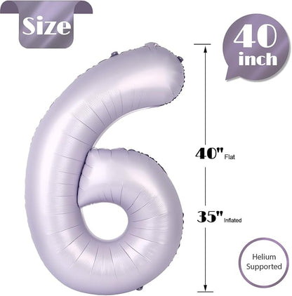 CreamPurple Number 6 Balloon 40 Inch, 6th Birthday Decorations Men Women | Foil - Image 5