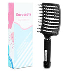 Hair Brush, Detangler Hair Brushes for Women Men Kids Faster Blow Drying, Curved Vent Detangling Brush for Wet Dry Curly Straight Thick Thin Hair Adds Shine, Makes Hair Smooth (black)