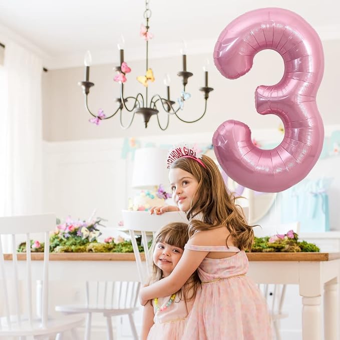 TONIFUL 40 Inch Pink Number 3 Balloons Large Foil 3rd Birthday Decorations | - Image 4