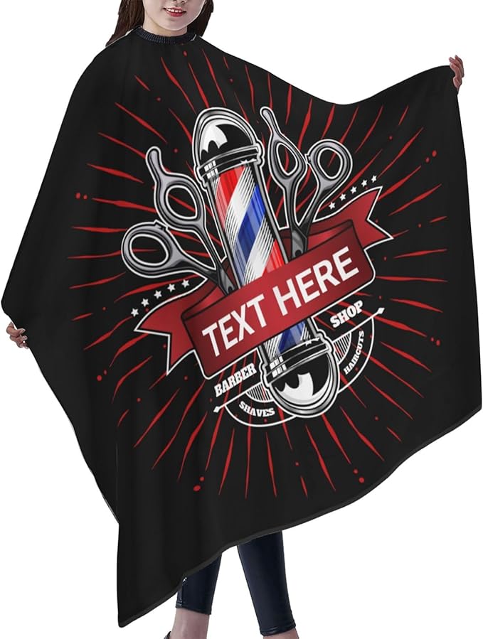 Custom Barber Cape for Men Personalized Professional Hair Cutting Cape with Text for Home Salon Barbershop