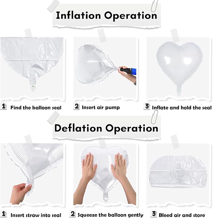 Black White Heart Balloons, 18 Inch Large Matt Black and White Heart Shape Foil - Image 6