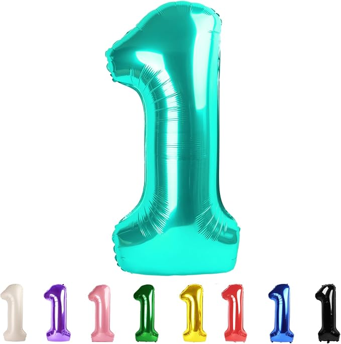 1 Number Balloons 40 Inch for 1st 11 Birthday Party Wedding, Inflation Straw & by Mluchee