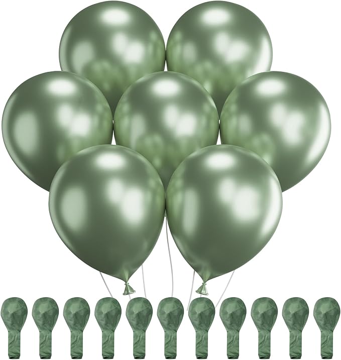 Mr. Pen- Metallic Balloons, 12 Inch, 54 Pack | Latex Metallic Sage Green by MrPen