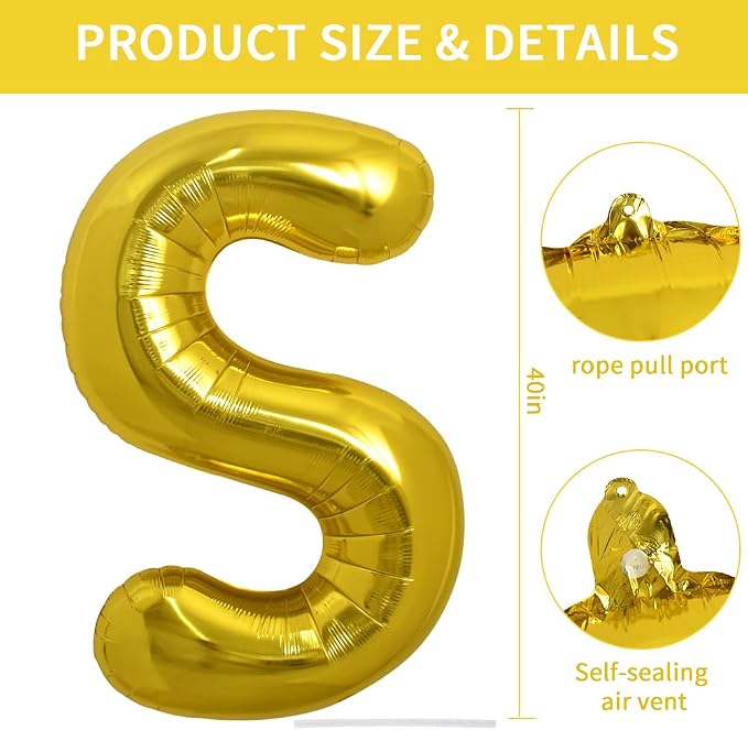 TONIFUL 40 Inch Large Gold Letter S Foil Balloons Alphabet Balloons | Giant - Image 2