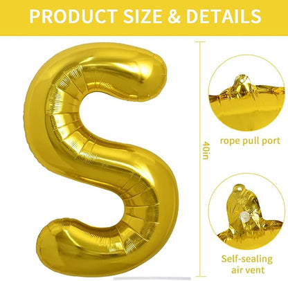 TONIFUL 40 Inch Large Gold Letter S Foil Balloons Alphabet Balloons | Giant - Image 2