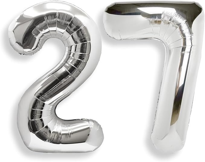 AULE 40 Inch Silver 27 Balloon Number Foil 0-9 Birthday Big Numbers | Birthday by AULE