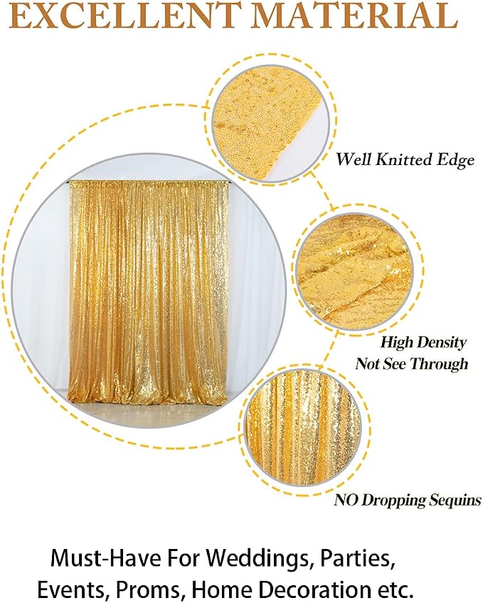 ShinyBeauty Gold Sequin Backdrop 5FTx7FT Photo Backdrop Shimmer Wall Sparkle - Image 4