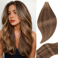 Human Hair Tape in Hair Darkest Brown to Medium Brown 22 Inch 20pcs Seamless Skin Weft Tape in Hair Extensions Straight Double Sided Remy Invisible (P2/10#,22 Inch)