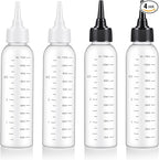 4 Pcs Hair Bottle Applicator,Plastic Hair Color Bottle,Hairs Dye Bottles with Clear Graduated Scale Twist-On Top Tip Cap, for Scalp Root Dye Container(2 color)