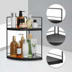 2 Pack Bathroom Counter Organizer,2 Tier Corner Bathroom Counter Organizer,Black Wooden Vanity Organizer for Bathroom Organizers and Skincare Cosmetics Dresser Storage
