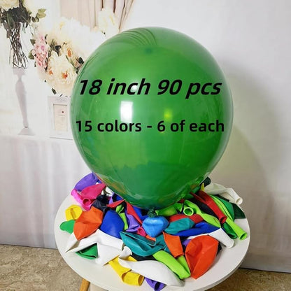 90 Pack 18 inch Balloons 15 Kinds Colors Latex Colorful Party Balloon Bulk - Image 2