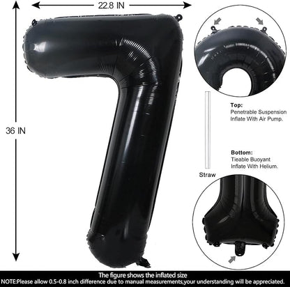 40 Inch Black Number 7 Balloons Helium Giant Black 7 Balloons - Image 2