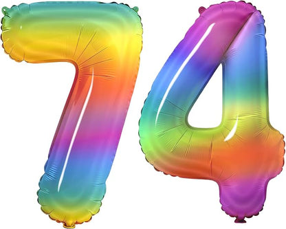Number 74 Balloons for 74th Birthday Party Decorations, 0-100 Large No.74 by Joycard