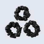 ZIMASILK 100% Mulberry Silk Hair Scrunchies, Best For Women And Girls’ Hair 19 Momme Elastic Hair Bands for Ponytail Holder Gentle And No hurt (3 Pack, Black)