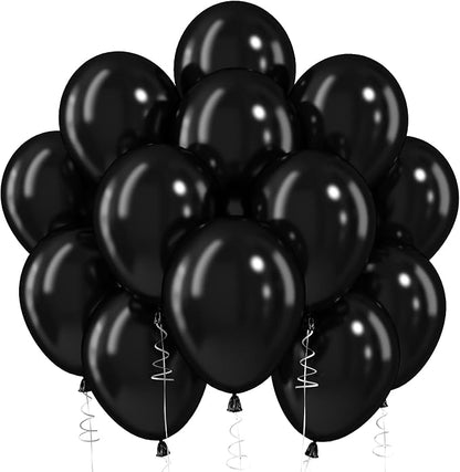 Black Balloons, 12 Inch Black Latex Party Balloon | 30 Pack Matte Black Helium by Jobkoo