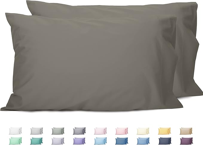 Sunflower King Pillowcases Set of 2, 100% Cotton King Size Pillow Cases 2, 20×40 inches Taupe Gray, Soft and Breathable
