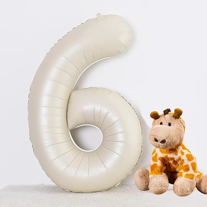 40 Inch Beige Number 6 Balloons - Image 2